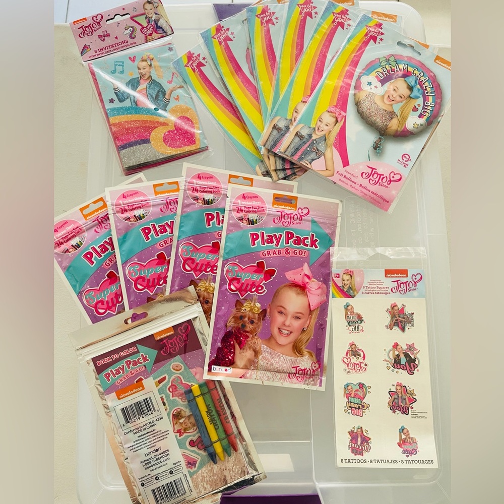 JoJo Siwa Bundle Play Pack with Stickers/Invitations/Tattoo Set/Foil Balloon NEW